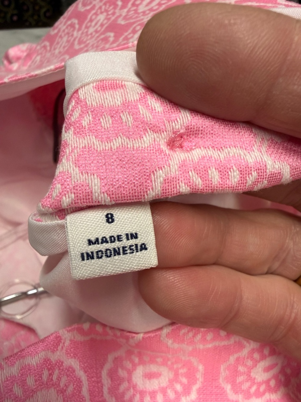 Janie and Jack Pink White Jacquard Shift Dress with Ruffle Sleeve Size 8 - Picture 8 of 10